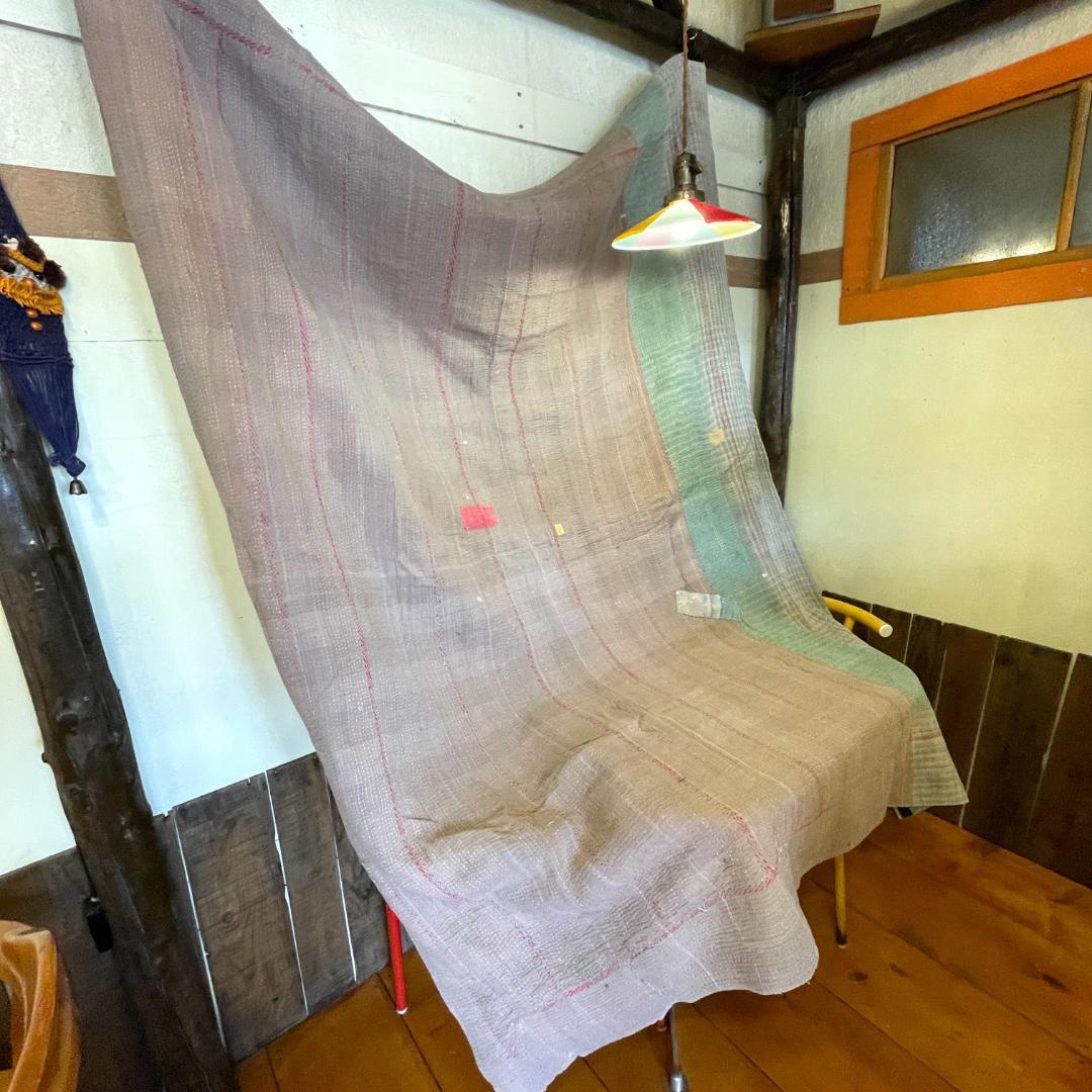 インド製ヴィンテージカンタラリーキルト ストライプマルチカバー