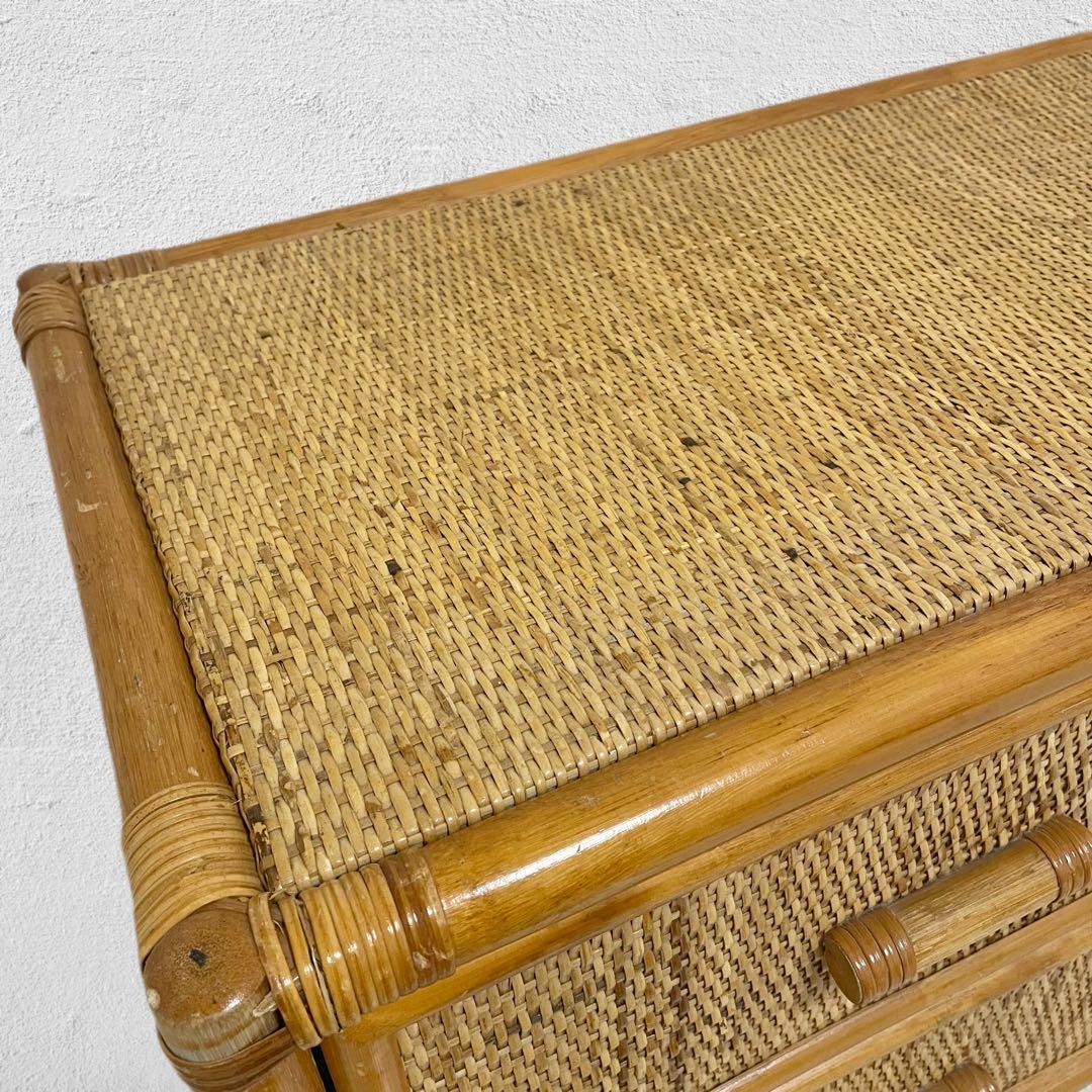 【人気】ラタン製 2段チェスト 引出し4口 昭和レトロ家具 ヴィンテージ
