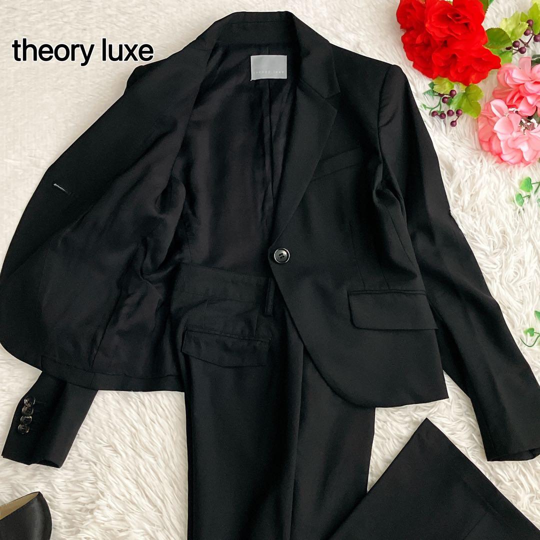 セオリーリュクス★ウール ストレッチ パンツスーツ 1B フレアパンツ ブラック