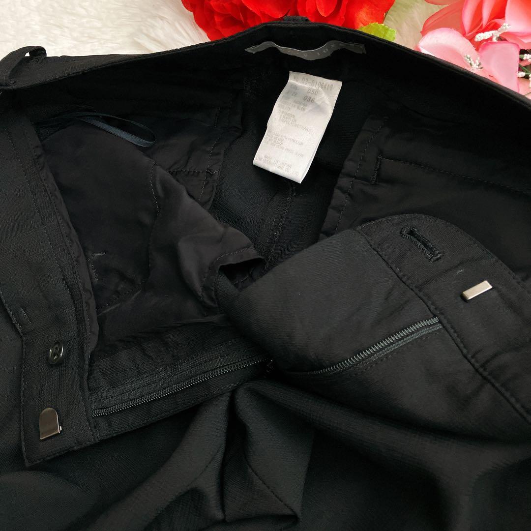 セオリーリュクス★ウール ストレッチ パンツスーツ 1B フレアパンツ ブラック