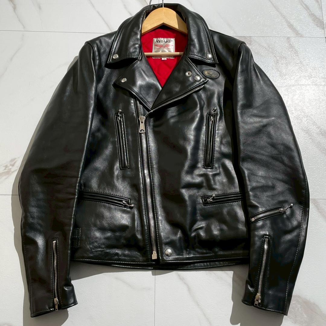 極美品　ルイスレザー　402　ライトニング　タイト　馬革　内ポケット付　黒　40