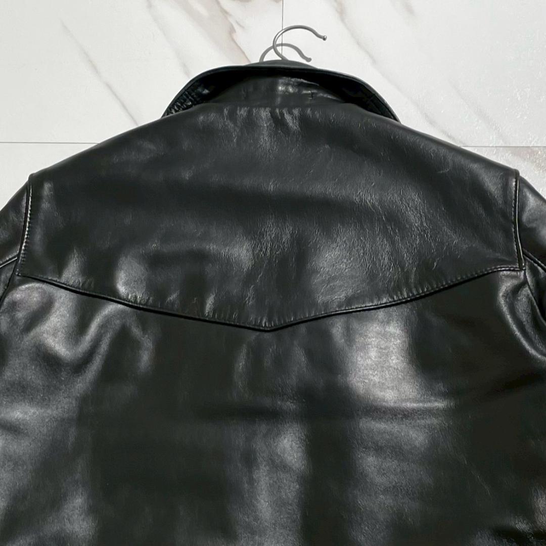 極美品　ルイスレザー　402　ライトニング　タイト　馬革　内ポケット付　黒　40