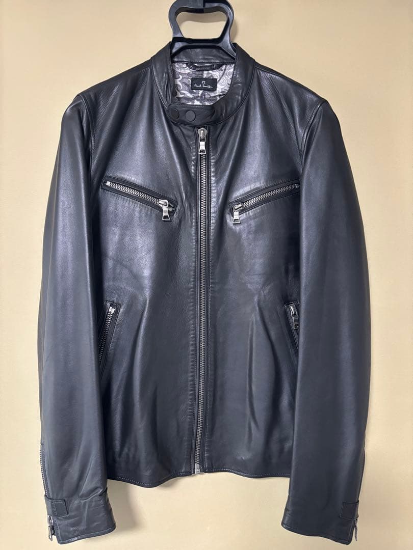Paul Smith ブラック シングルライダースジャケット　サイズL