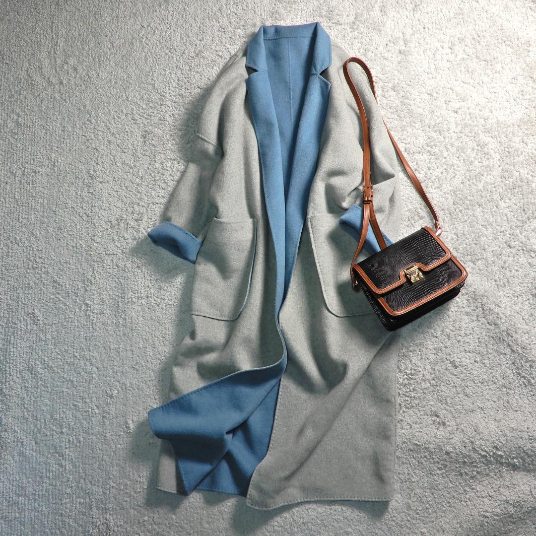 ミラオーウェン 接結 リバーシブル ウールブレンド ロングコート 0