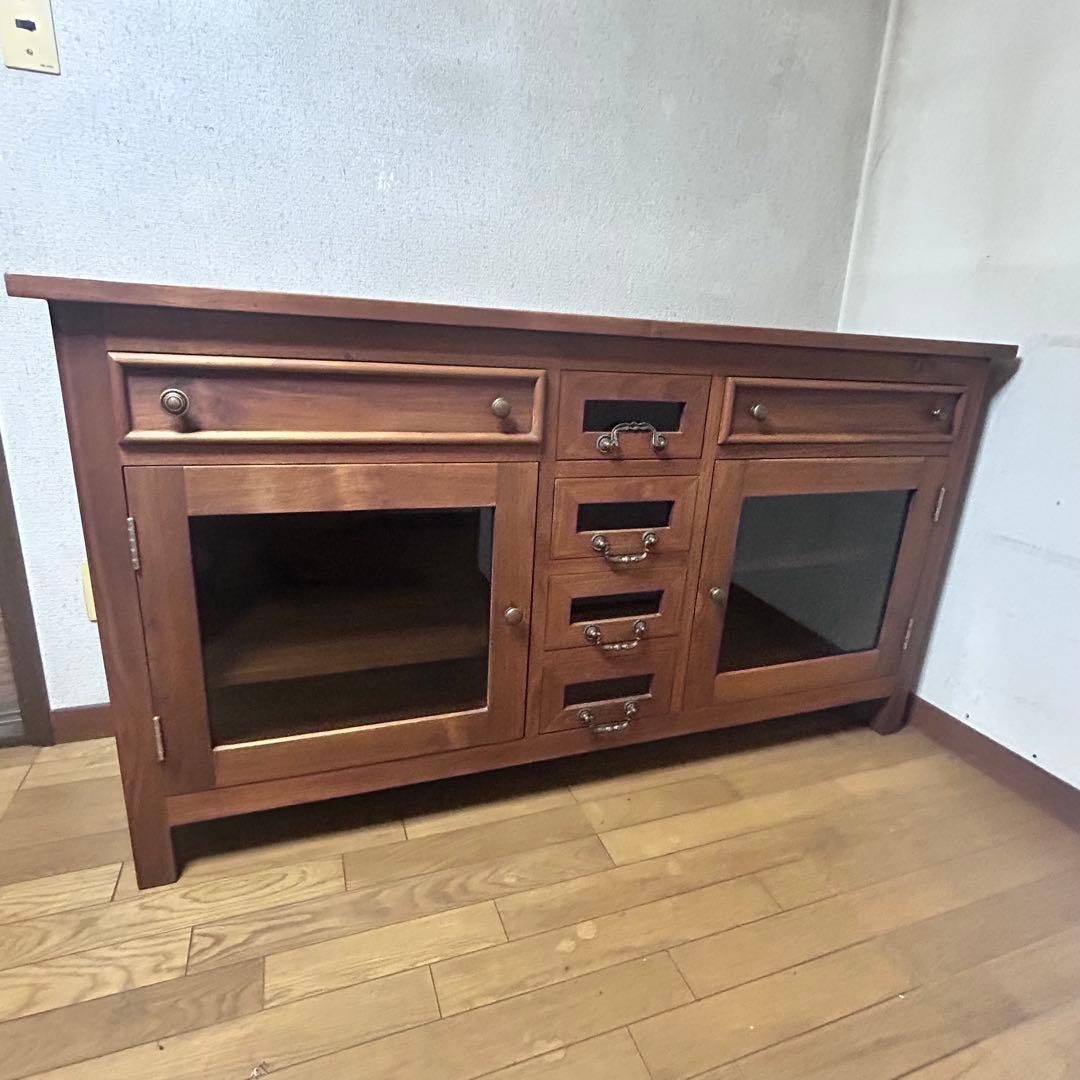 無垢材 サイドボード キャビネット 幅150cm アンティーク調　高級家具