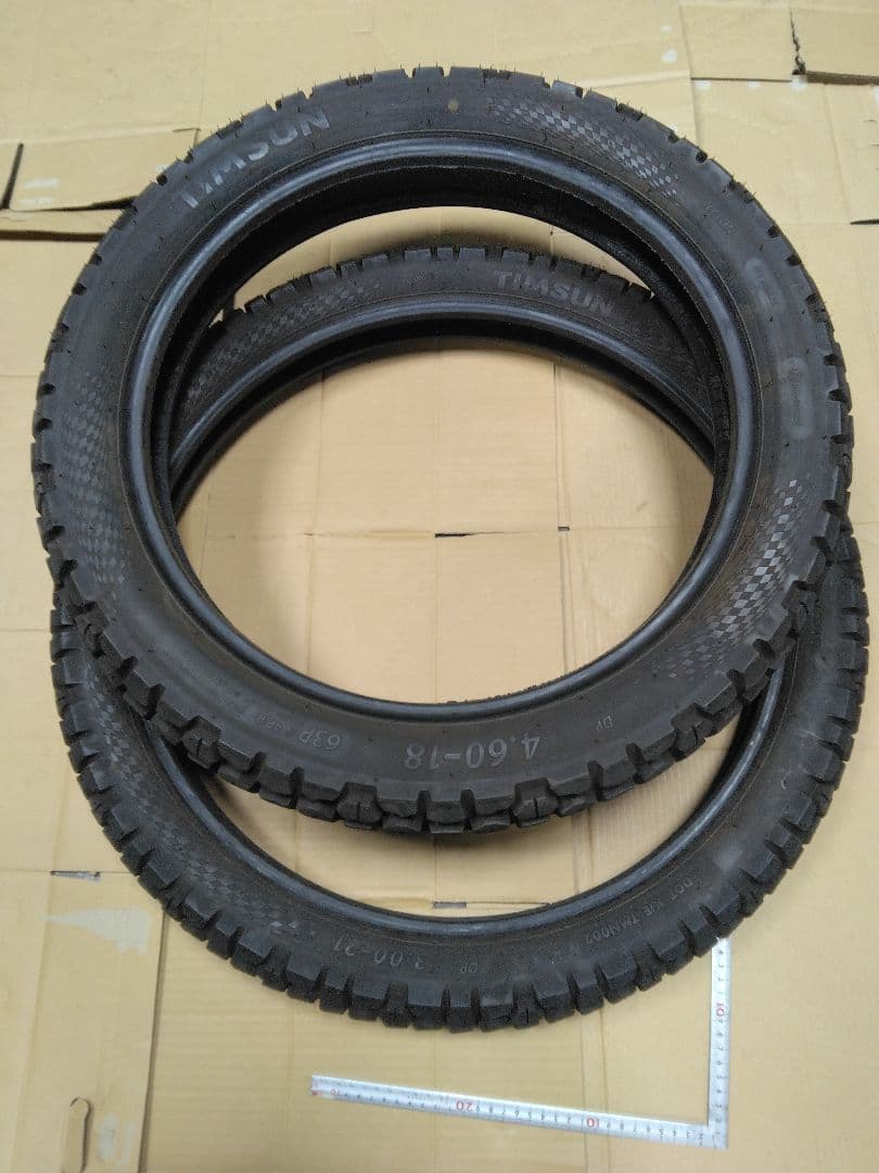 てつTIMSUN タイヤ 中古 3.00-21 4.60-18 2本セット