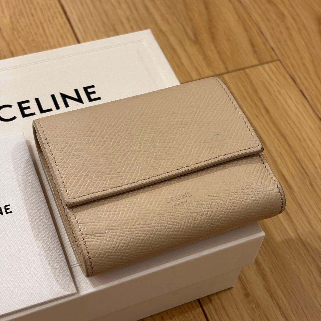 CELINE セリーヌ ベージュ 三つ折り財布 箱付き