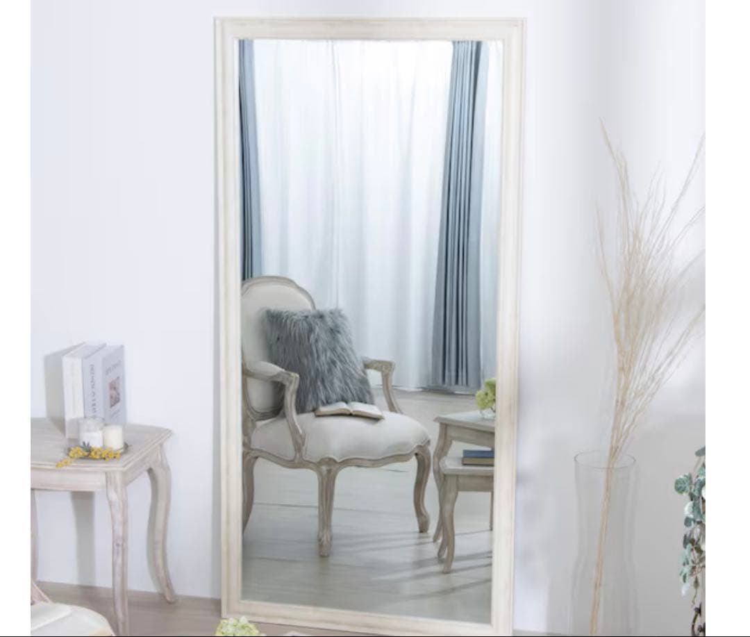 ニトリ 大型 立て掛けミラー 幅90×高さ180cm (ホワイト)