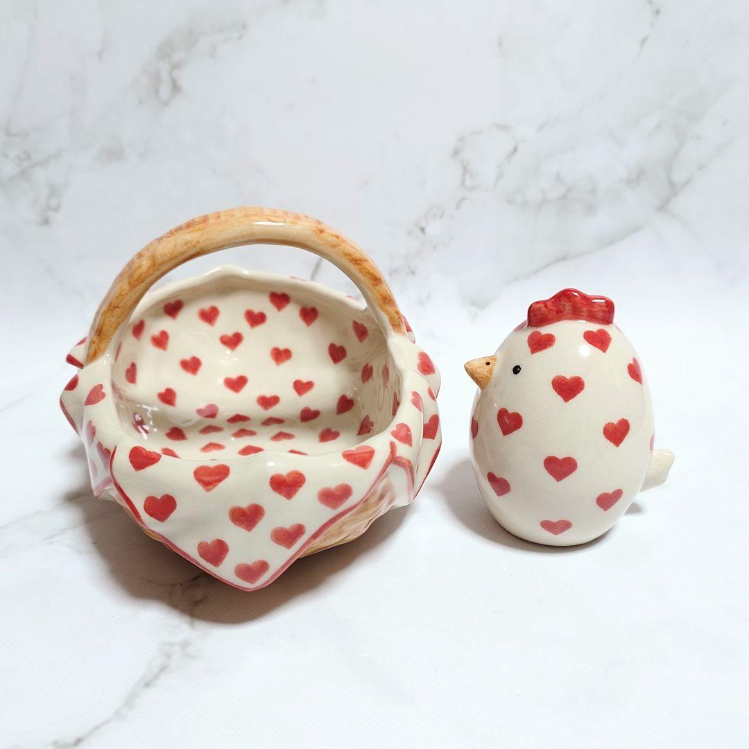 ポーリッシュポタリー PHOENIX社 バスケット たまごなにわとり 2点セット