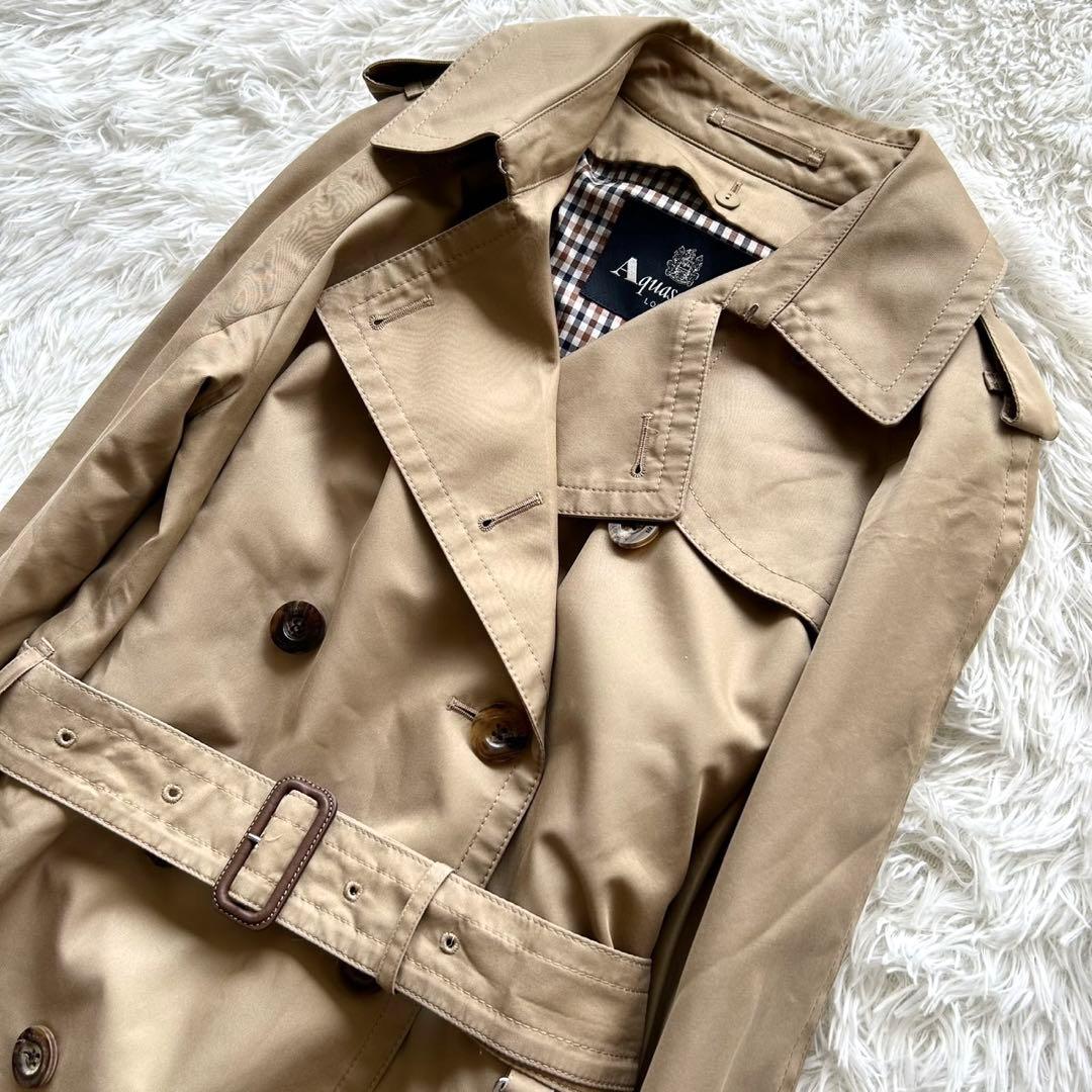 【極美品】アクアスキュータム トレンチコート モスグリーン ライナー付 ベージュ