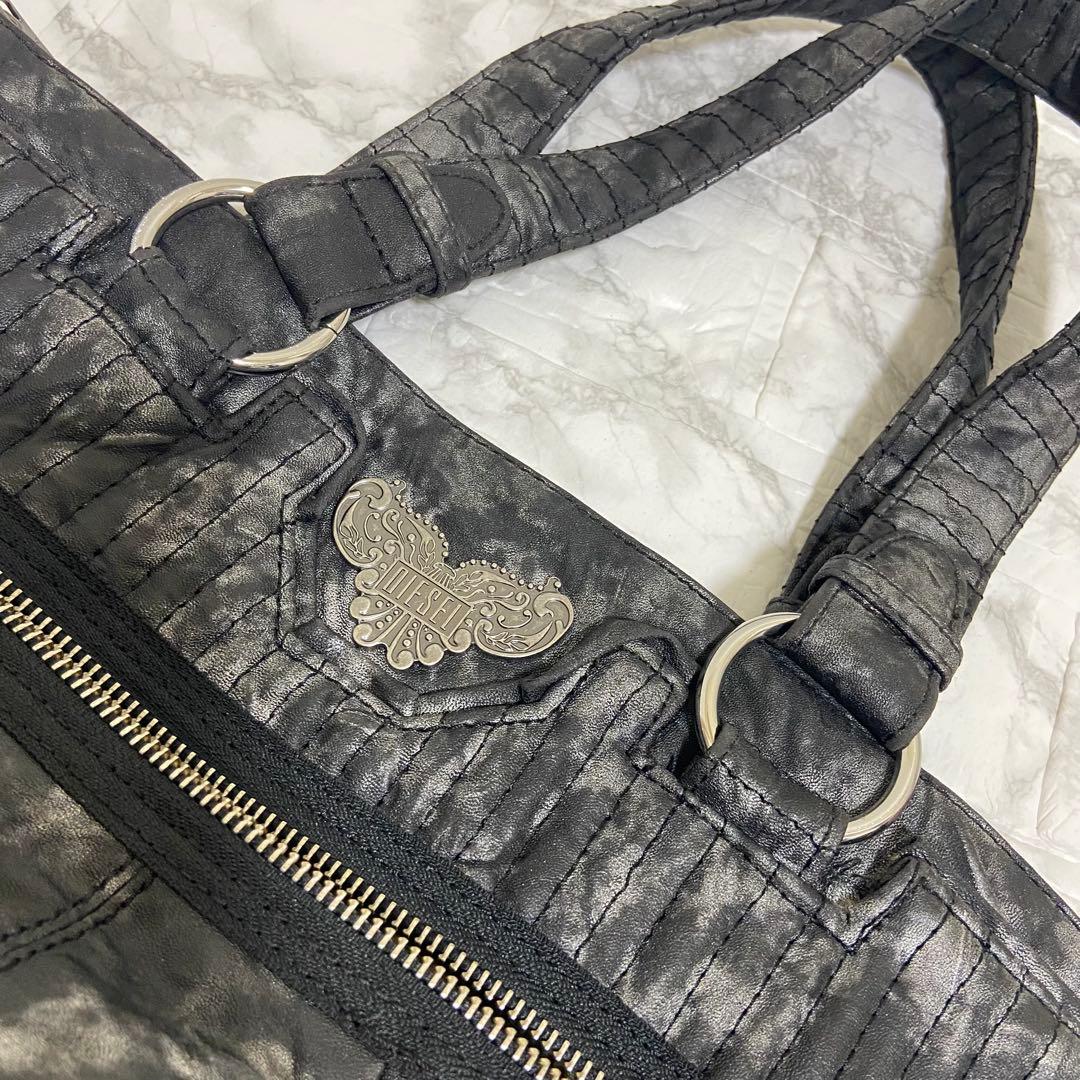 【最終価格】ディーゼルY2kショルダーバッグブラック＆グレー トートバッグA4