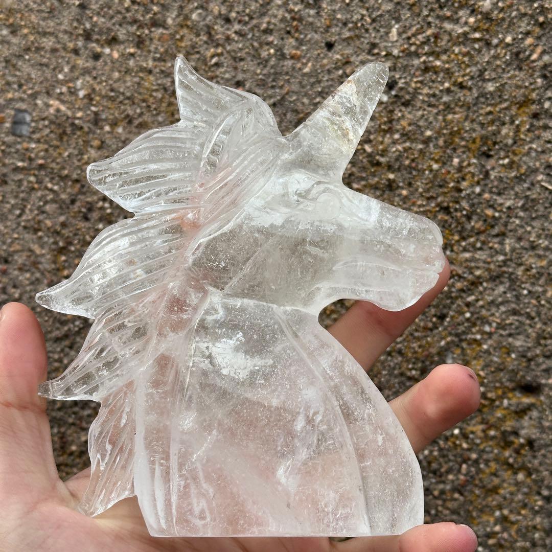 天然石水晶のユニコーン　置物　ご購入前に在庫確認必要G.179