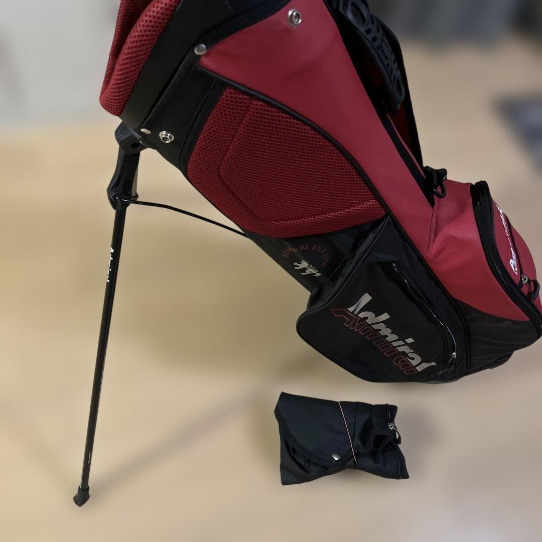 Admiral 赤色 キャディバッグ 小物ポーチ付き