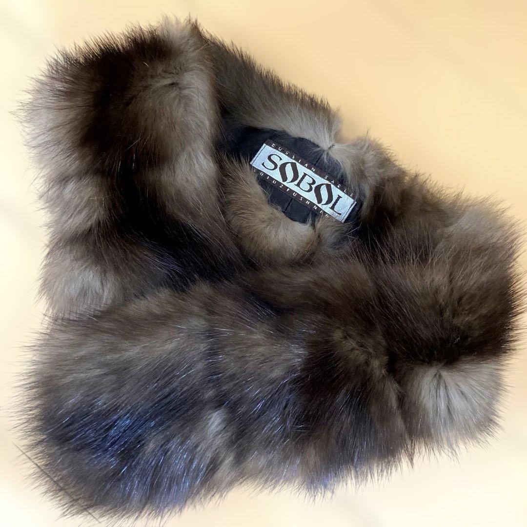【SOBOL】ロシアンセーブル毛皮マフラーブラウン