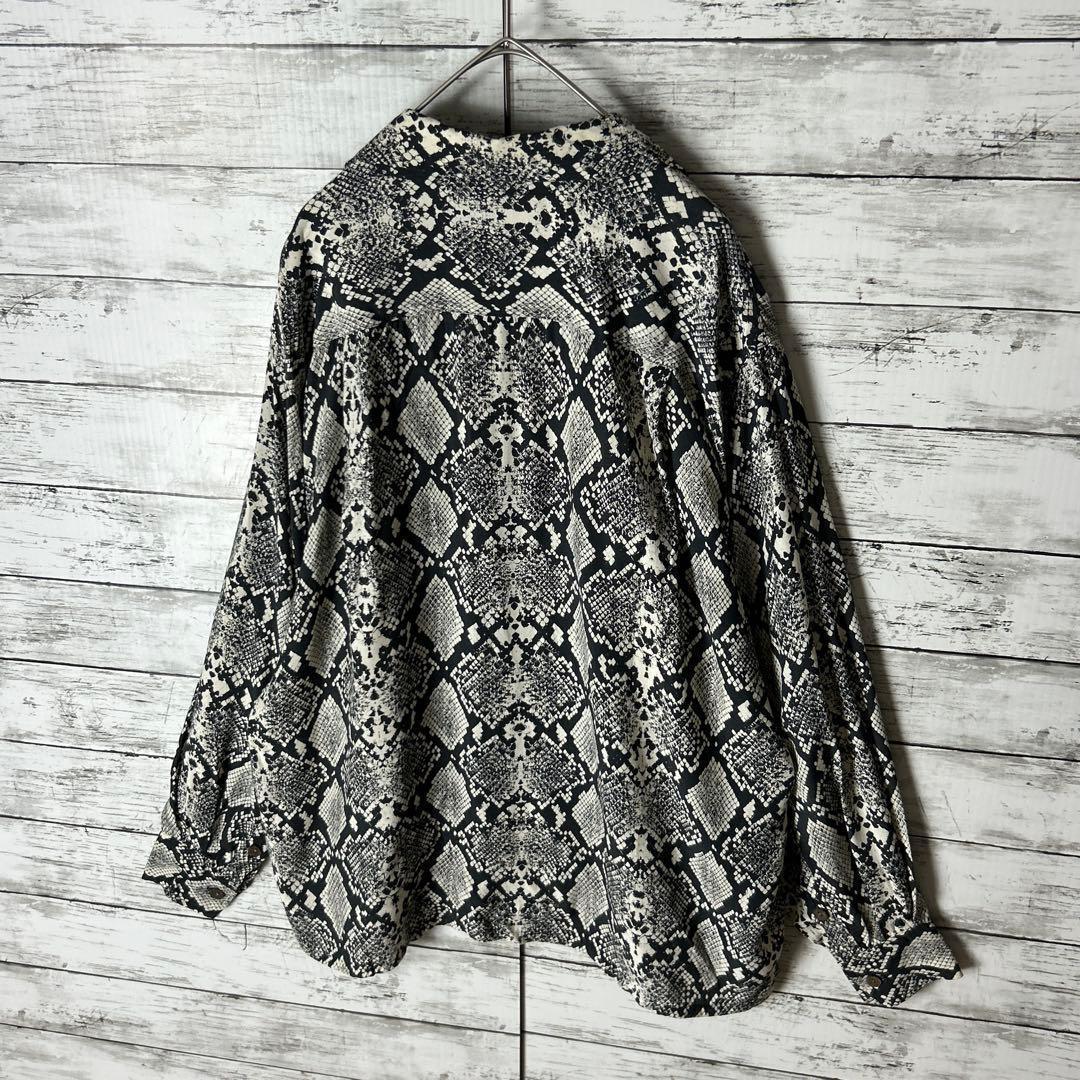 3414M【美品】ワコマリア☆蛇/パイソン柄 長袖ハワイアンシャツ 人気カラー