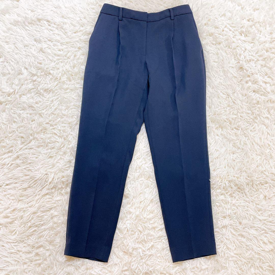 極美品✨プラステ　スーツセットアップ　ノーカラー　テーパード　紺　S 洗える