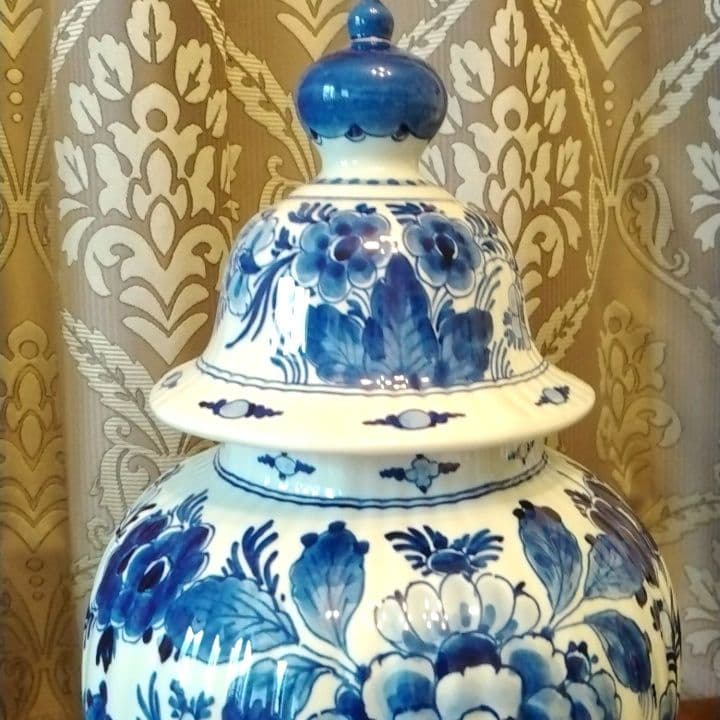 専用になりますヴィンテージ　オランダ　国立デルフト陶器工房製品　蓋付き花器　1点