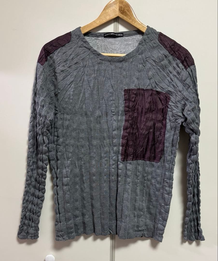 新品未使用☆ISSEY MIYAKE MEN☆シワ加工 ロングスリーブTシャツ