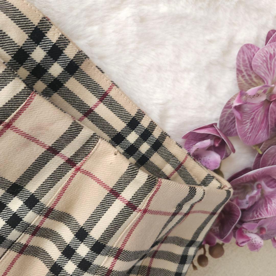 BURBERRY LONDON ベルト付きノバチェック柄 プリーツラップスカート