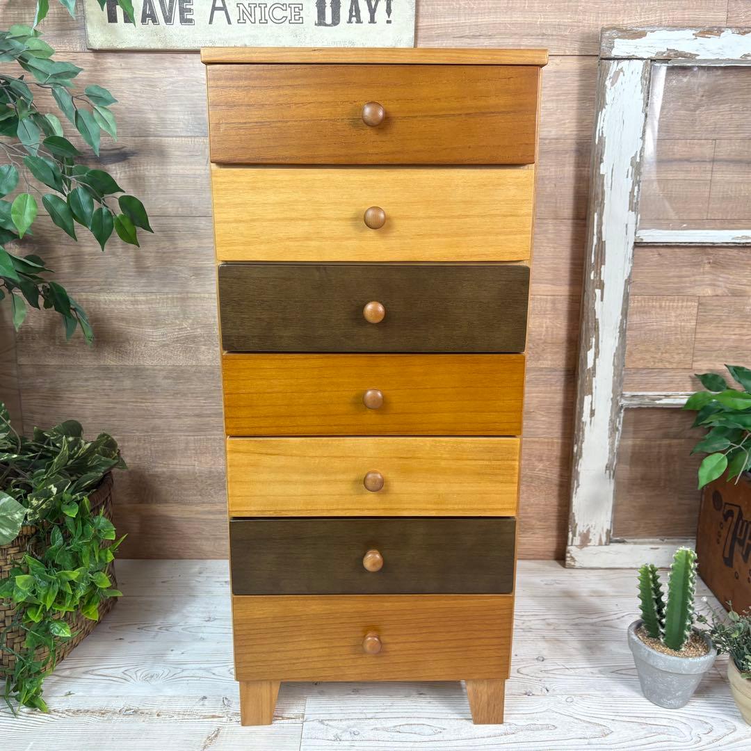 訳あり品【127】ナチュラルウッド桐材無垢木製カラー多引き出し7段チェストタンス