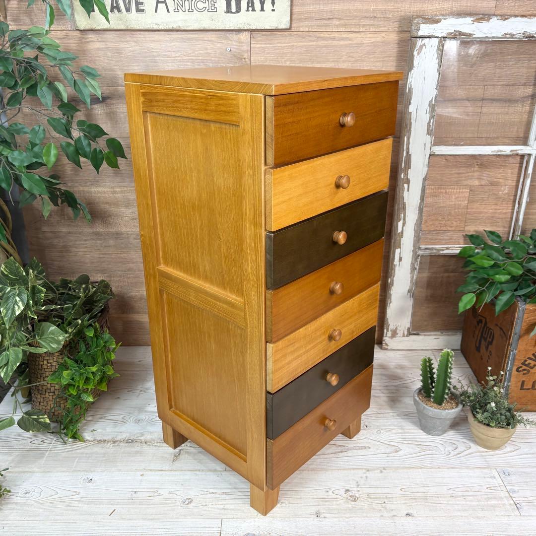 訳あり品【127】ナチュラルウッド桐材無垢木製カラー多引き出し7段チェストタンス