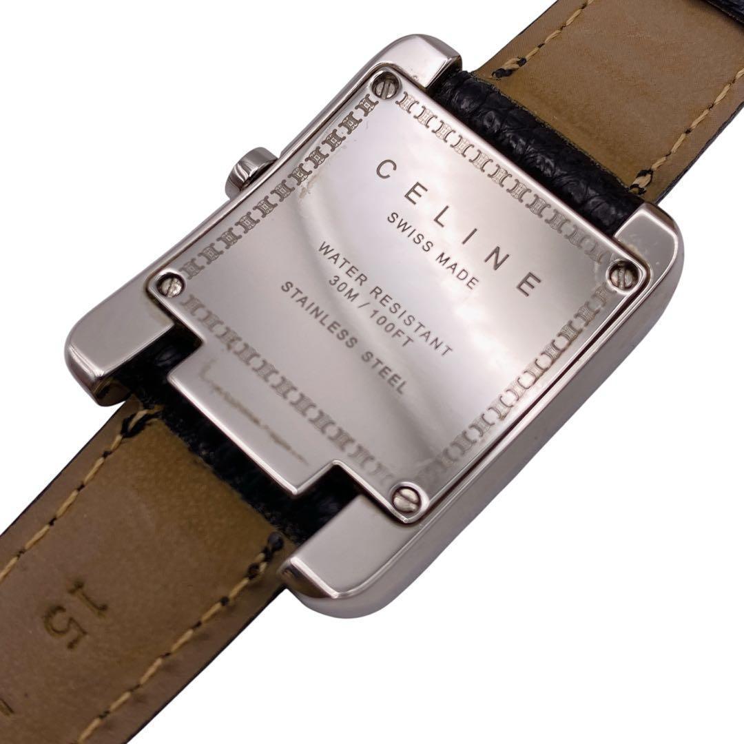 専用 CELINE スクエア デイト シルバー スイス製 腕時計 1305