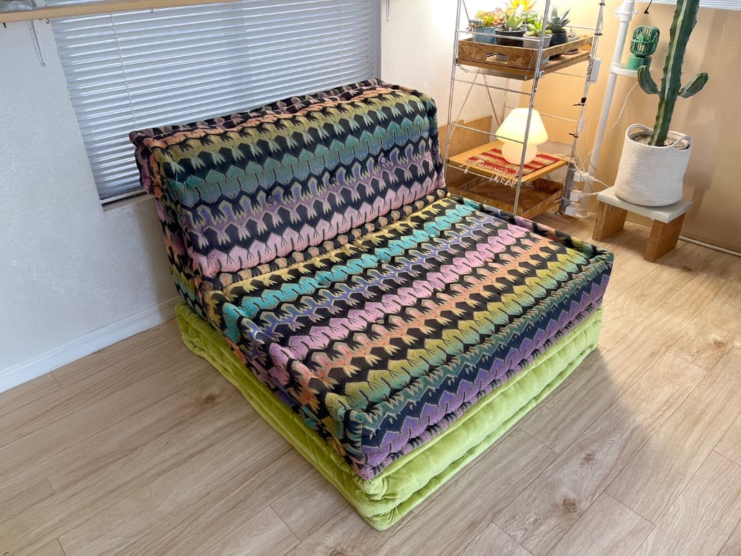 ロッシュボボア ソファ2点セット ミッソーニ生地 × グリーン座面下