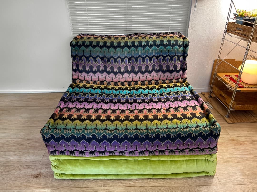 ロッシュボボア ソファ2点セット ミッソーニ生地 × グリーン座面下