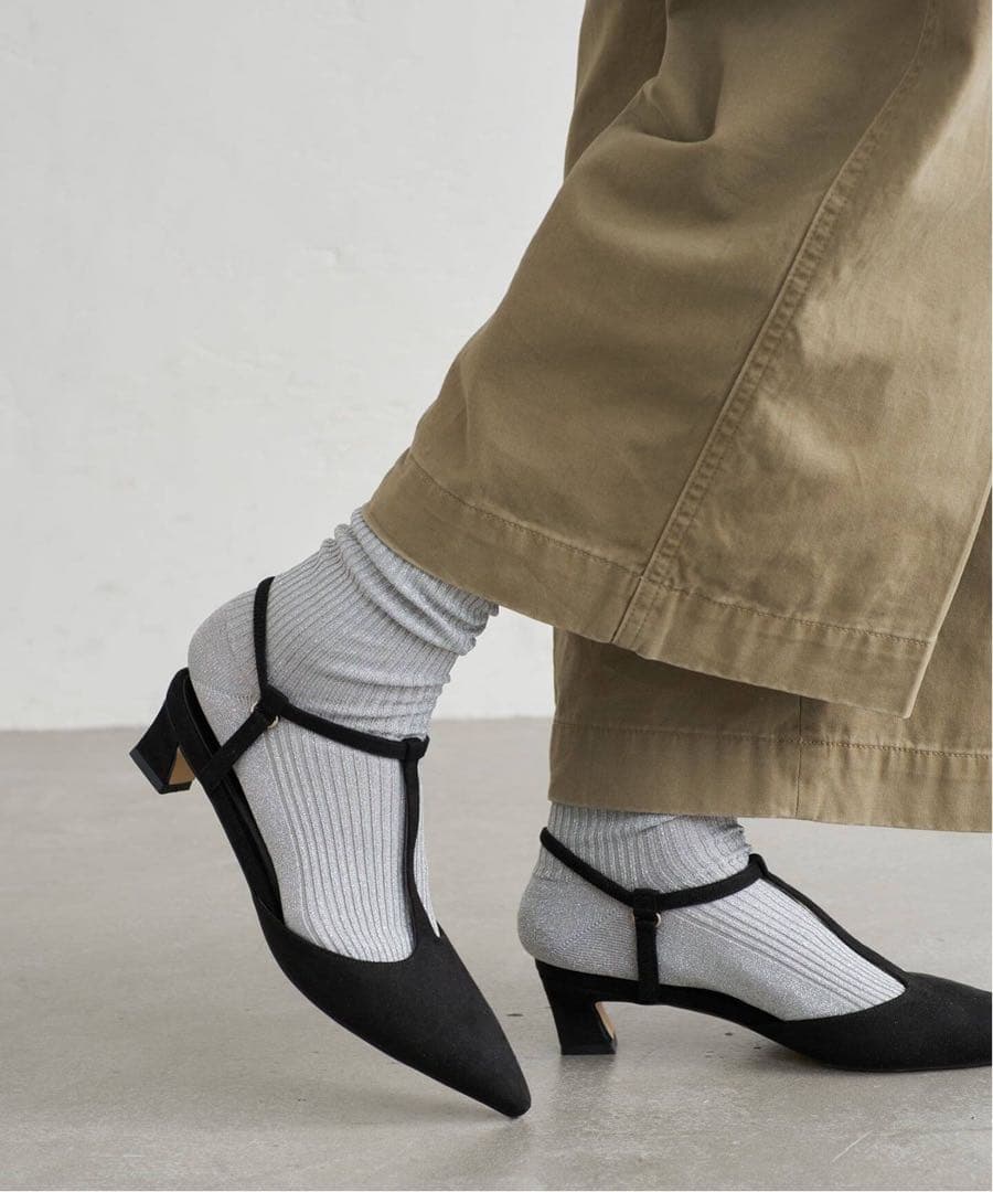 LE TALON ルタロン 4cmTストラップパンプス ブラック 22.5cm