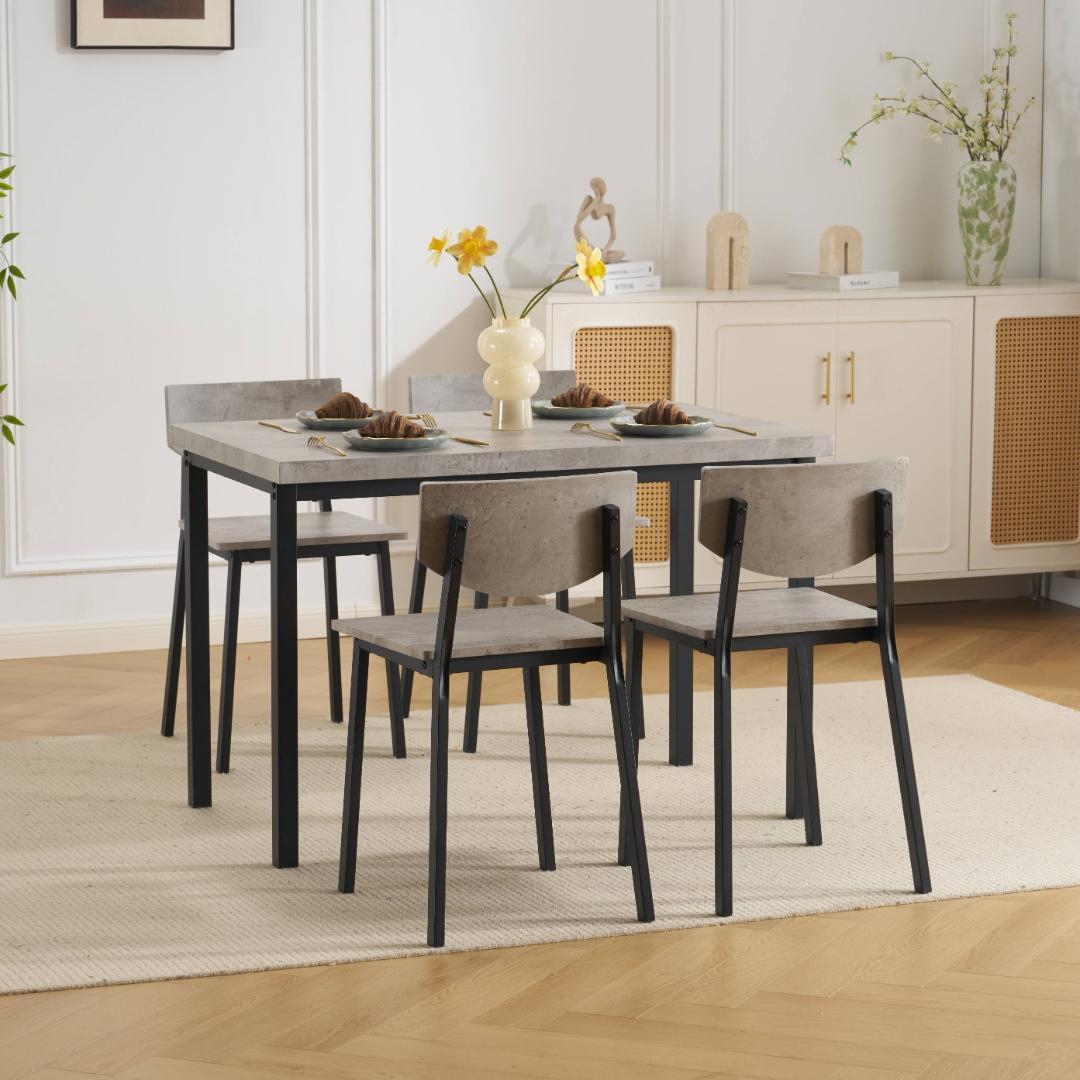 超人気✨！ダイニングセット 4人掛け5点セット 木目調　幅110　GRAY