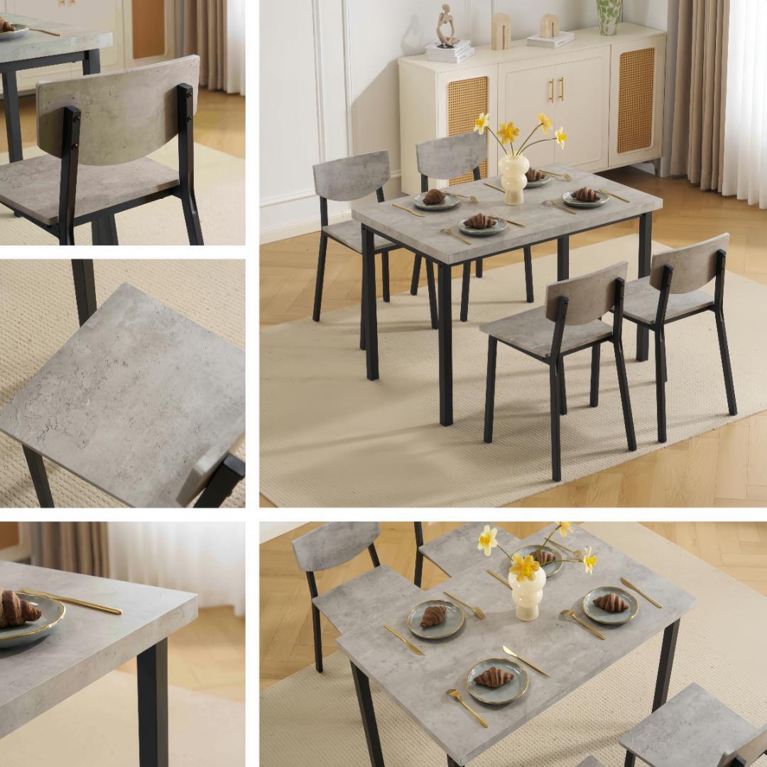 超人気✨！ダイニングセット 4人掛け5点セット 木目調　幅110　GRAY