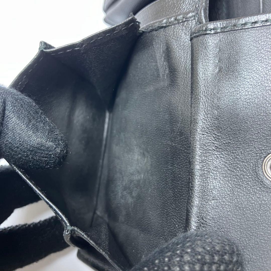 ボッテガヴェネタ✨イントレチャート 本革 レザー 2層 ブラック 二つ折り財布