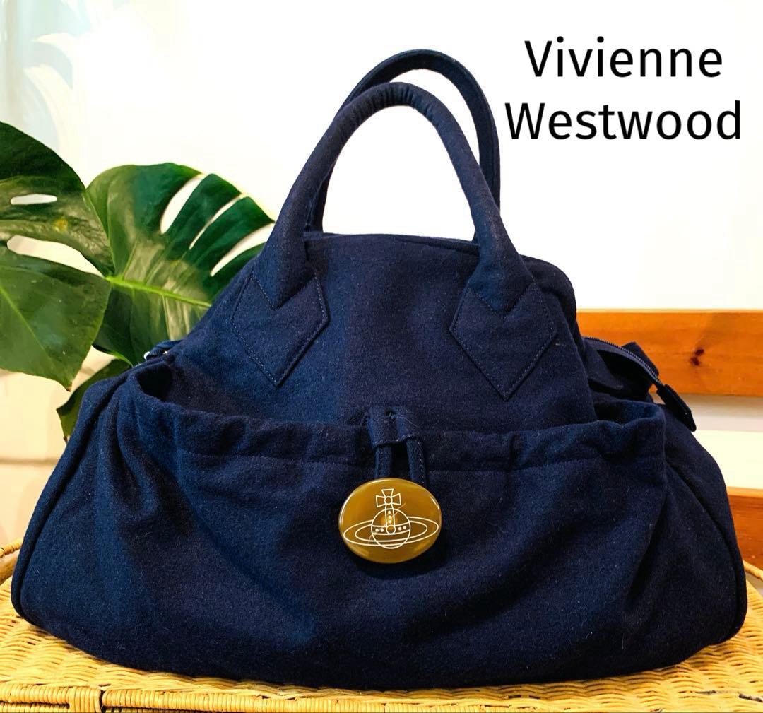 ⭐︎Vivienne Westwood ネイビーwoolボストンバッグ