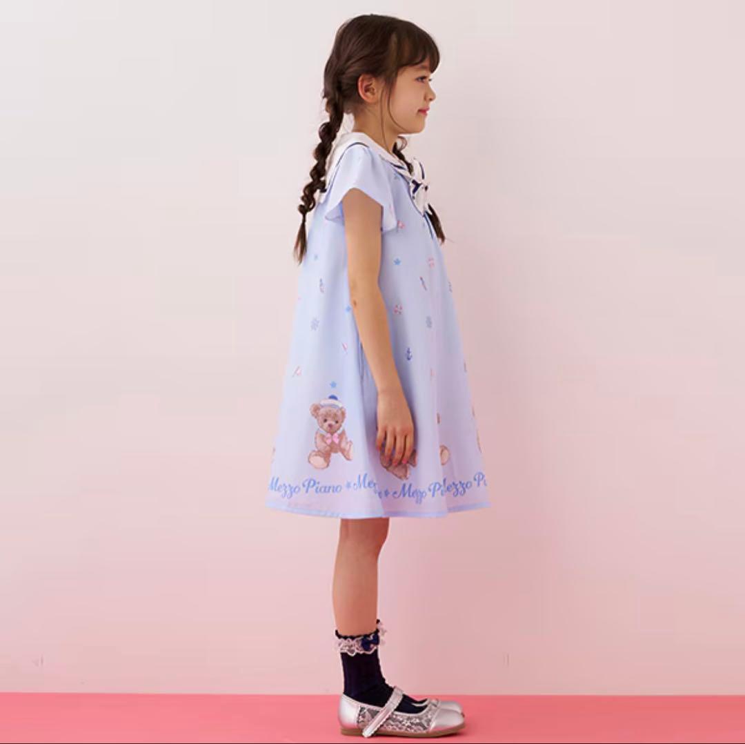 ✨極美品✨メゾピアノ mezzo piano 水色 くまさん マリン ワンピース