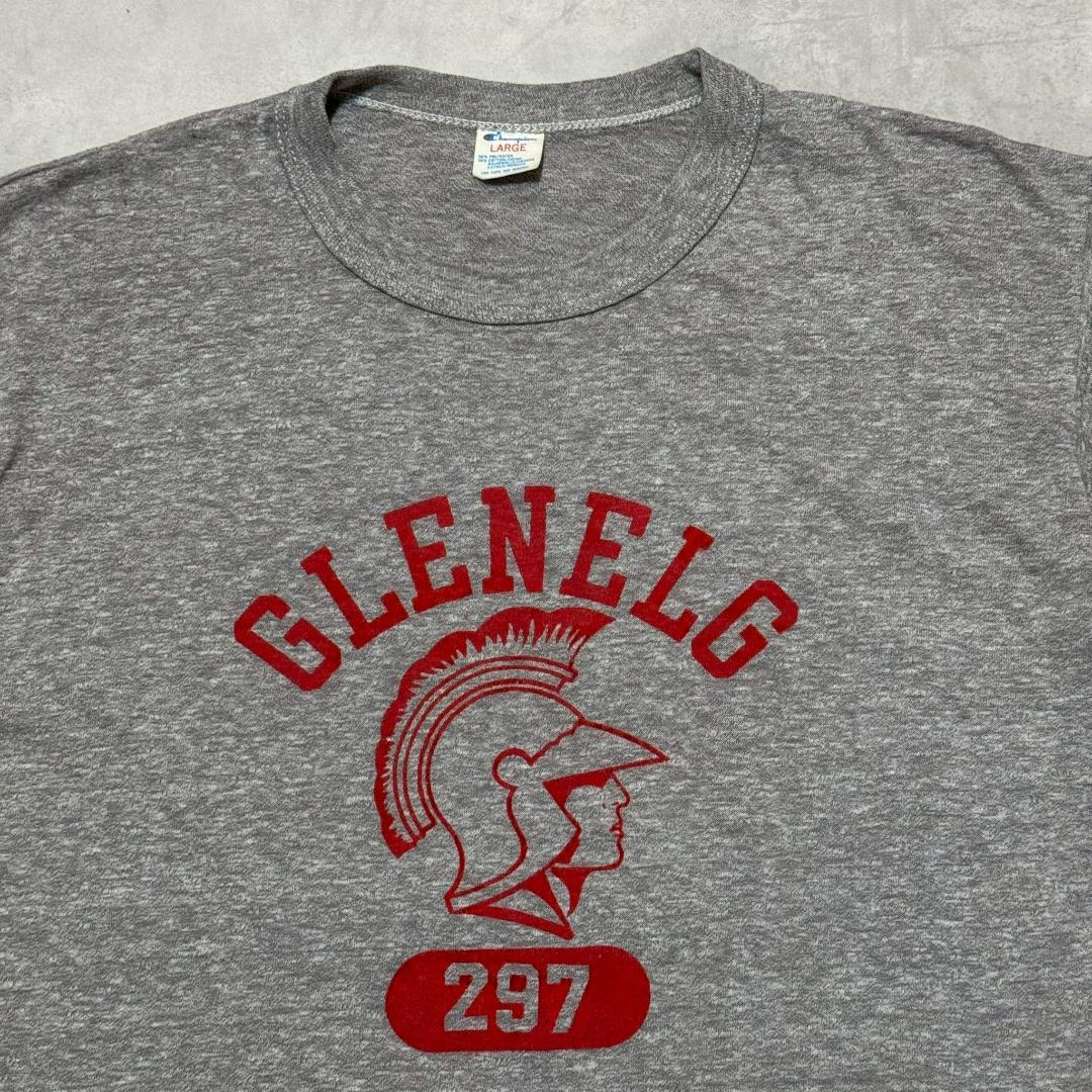 80s champion 霜降りグレー 三段プリント Tee L DM1323