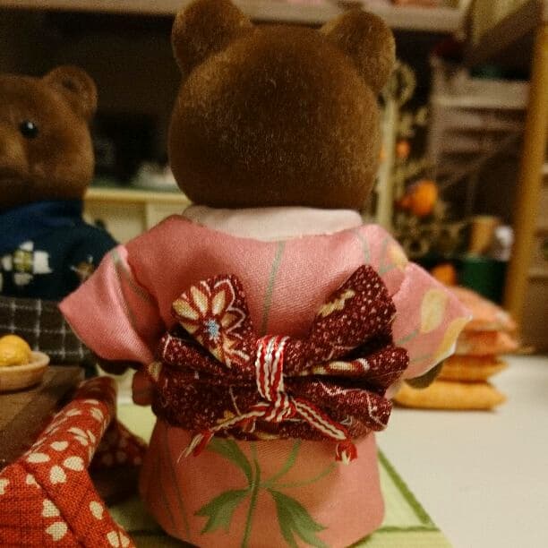 シルバニアファミリー☆くまのお母さん用着物、巾着
