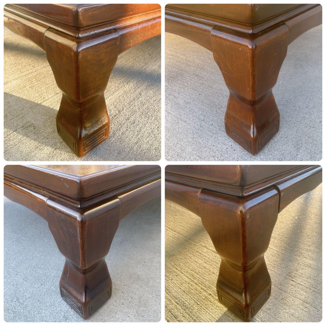 唐木家具 彫刻 花梨家具 木製座卓 ダークブラウン 和室 アンティーク①