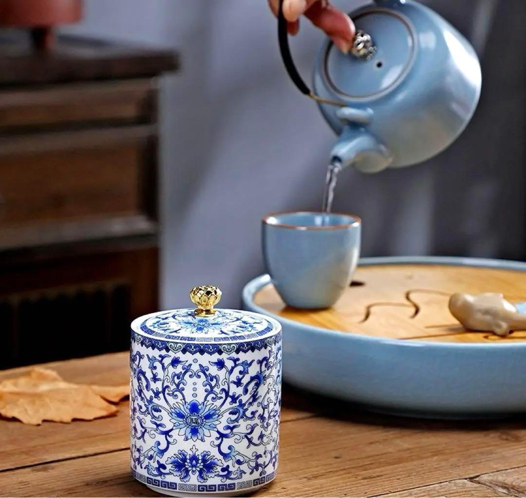 牡丹唐草の茶筒シノワズリ中国茶道具台湾茶器紅茶コーヒー豆茶葉茶壺茶托茶巾茶盤茶盆