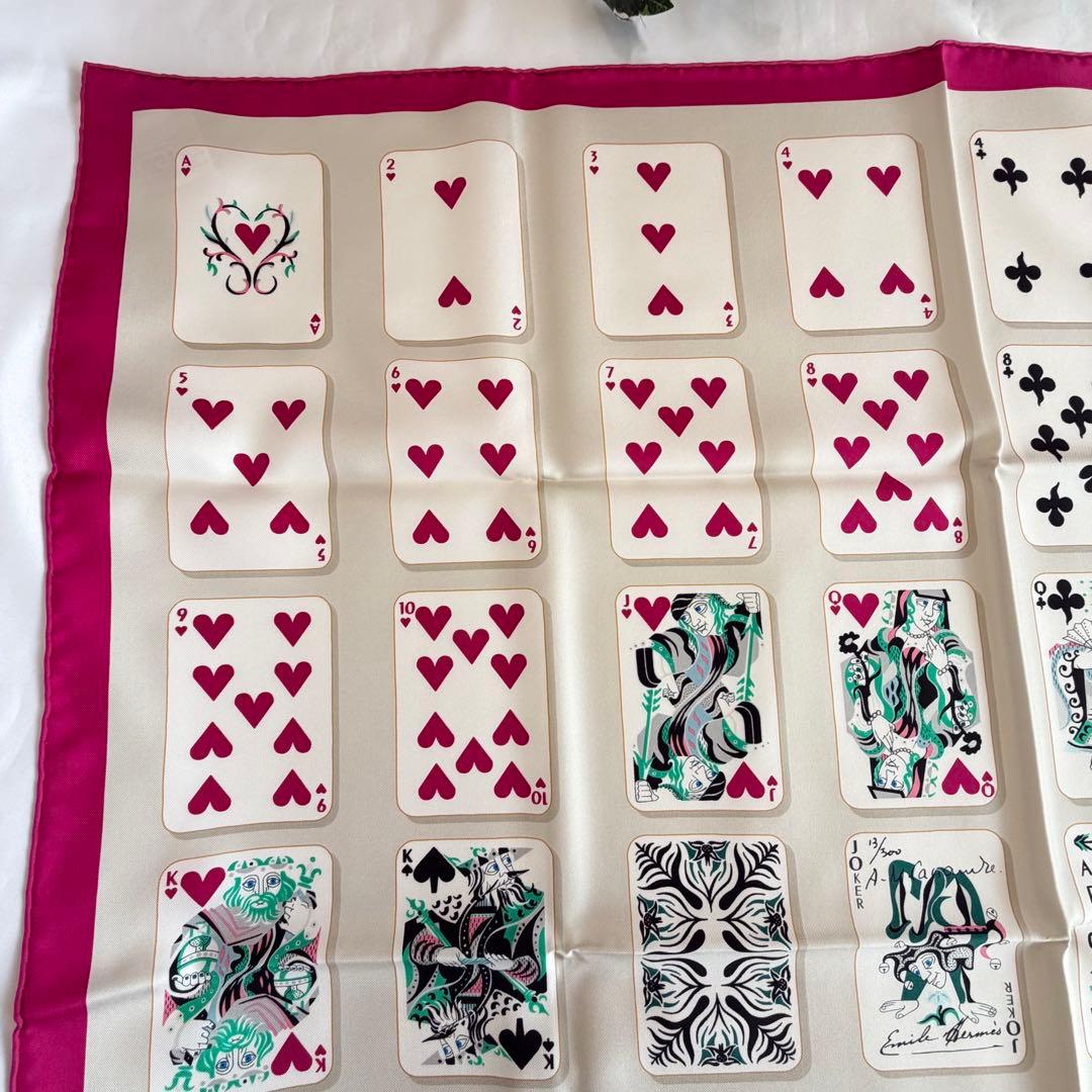 エルメス　カレ９０　Jeu De Cartes トランプ柄　シルクスカーフ