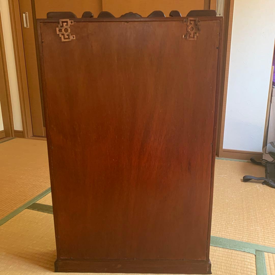 中古　中国 唐木 飾り棚 アンティーク ビンテージ ミラー 鏡 壁掛け
