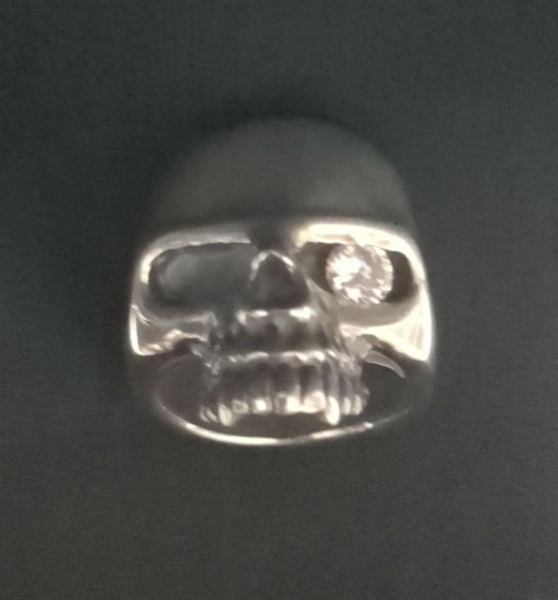 スカル ドクロ 骸骨 シルバーリング 16号 ストーンアイ キースリングタイプ