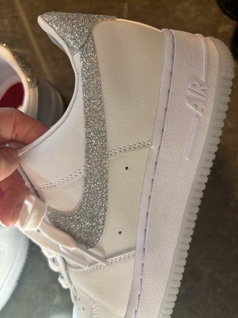 NIKE 25.5 エアフォース1'07 ホワイト クールグレー グリッター
