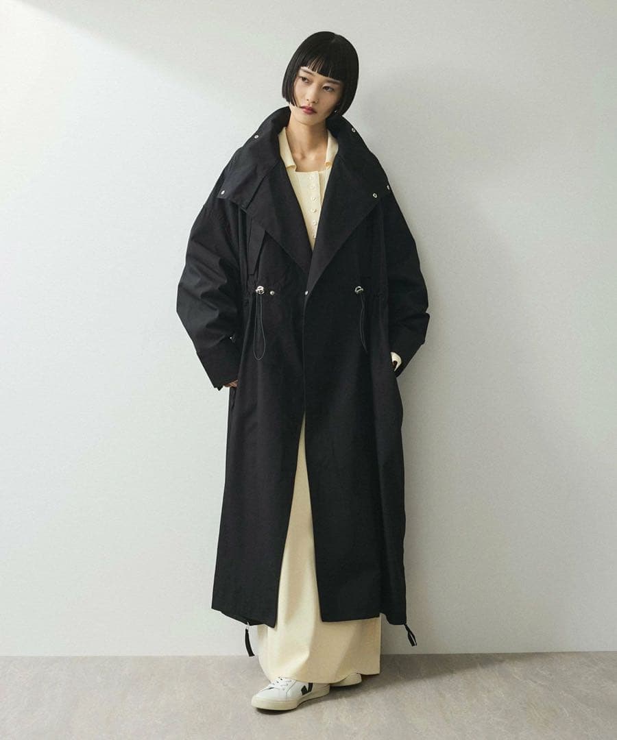 ADAMETROPE'FEMME スタンドカラーロングモッズコート