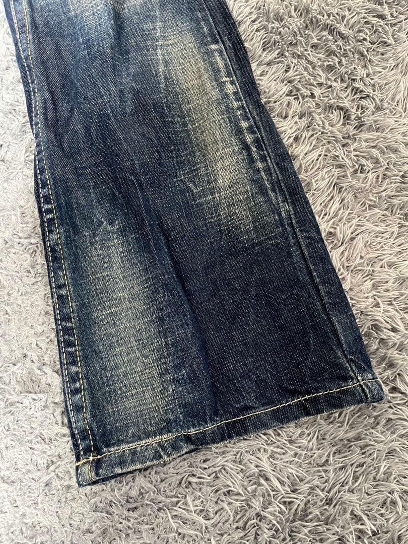 激レア　Y2K red pepper レインボー刺繍　ボヘミアン　フレアデニム