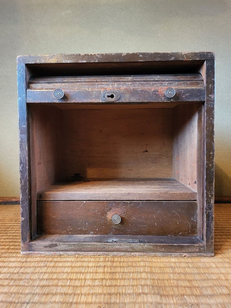 蛇腹 木製 収納 ボックス　引き出し付き　ヴィンテージ　アンティーク