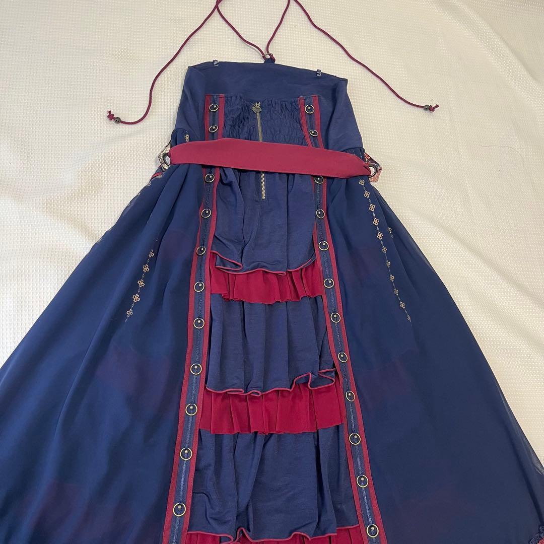 オッズオネスト 和柄　スカート　ワンピース　チャイナ　ネイビー　赤　OZZ