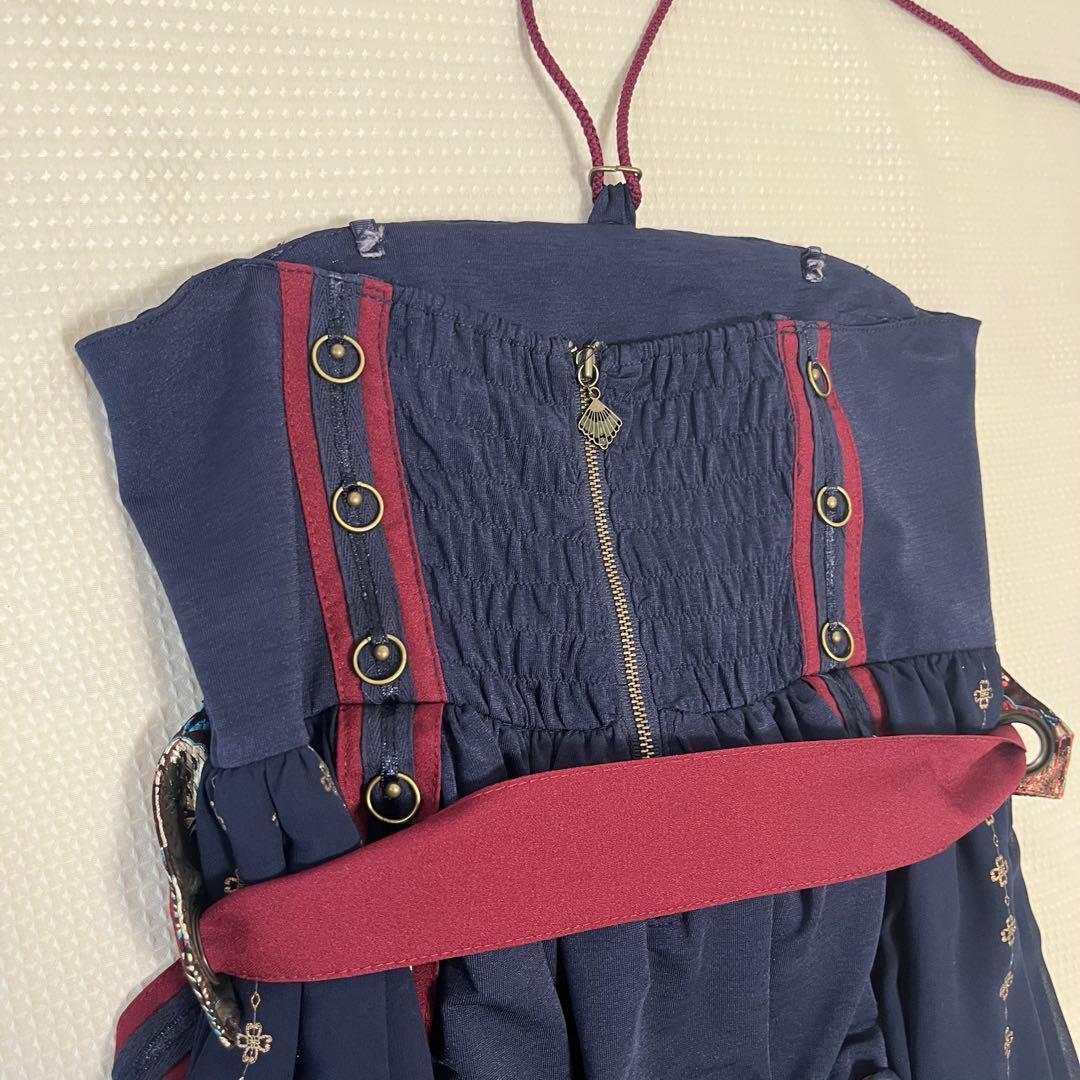 オッズオネスト 和柄　スカート　ワンピース　チャイナ　ネイビー　赤　OZZ