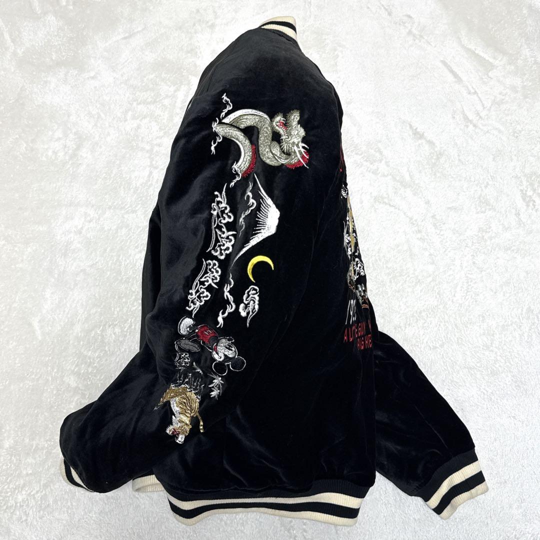 稀少✨ ディズニー　ミッキーマウス　スカジャン　別珍　リバーシブル　キルティング