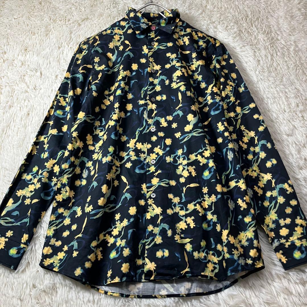 美品 ピーエスポールスミス 長袖シャツ コットン100％ 花柄 総柄 L