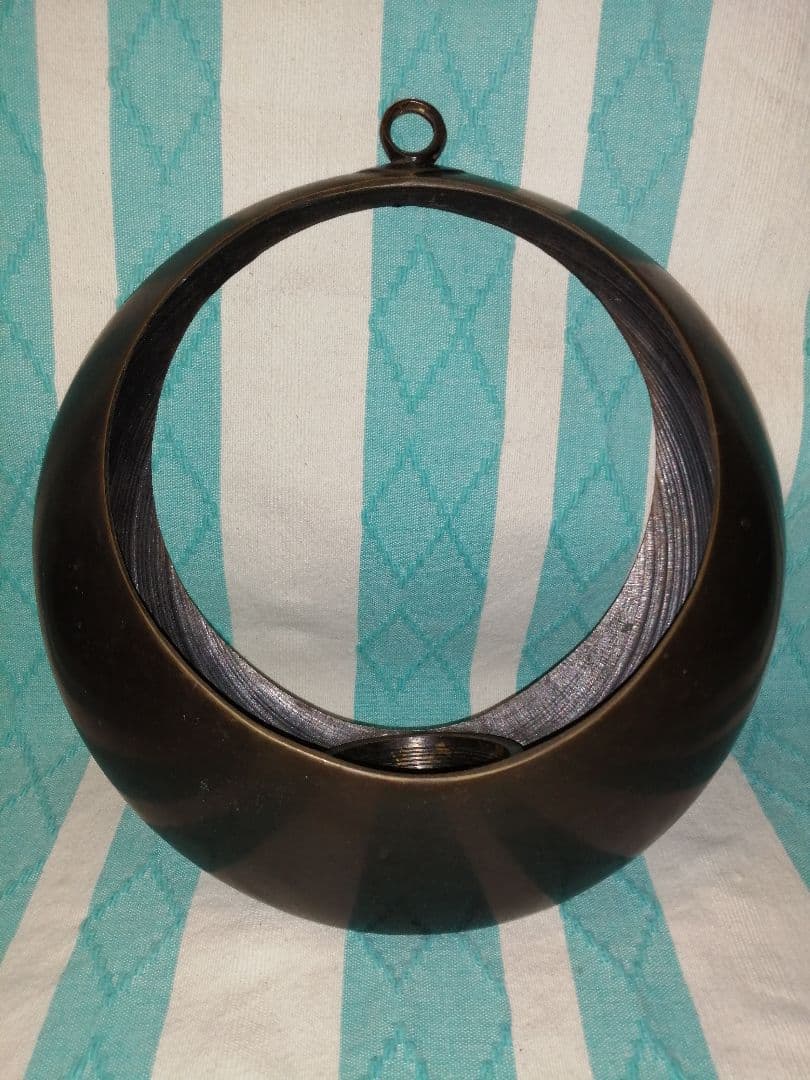 花器 銅器 銅製 金属 満月型 池坊 生花 花瓶